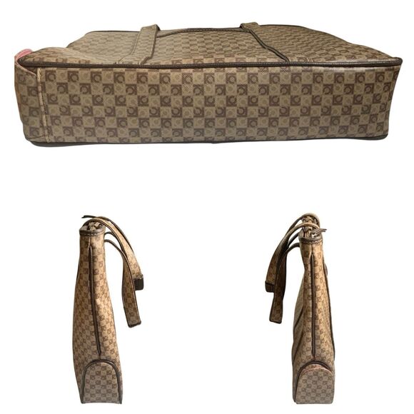 Vintage Liz Claiborne Y2K LC Logo Tote Bag Tan Brown With Umbrella Pocket - Picture 4 of 13